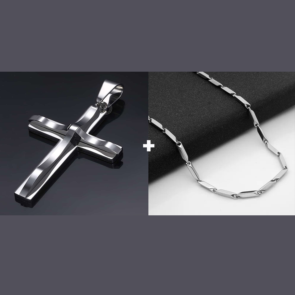 Men'S Accessories Jewelry Brands - Colar com Pingente de Cruz Curvada