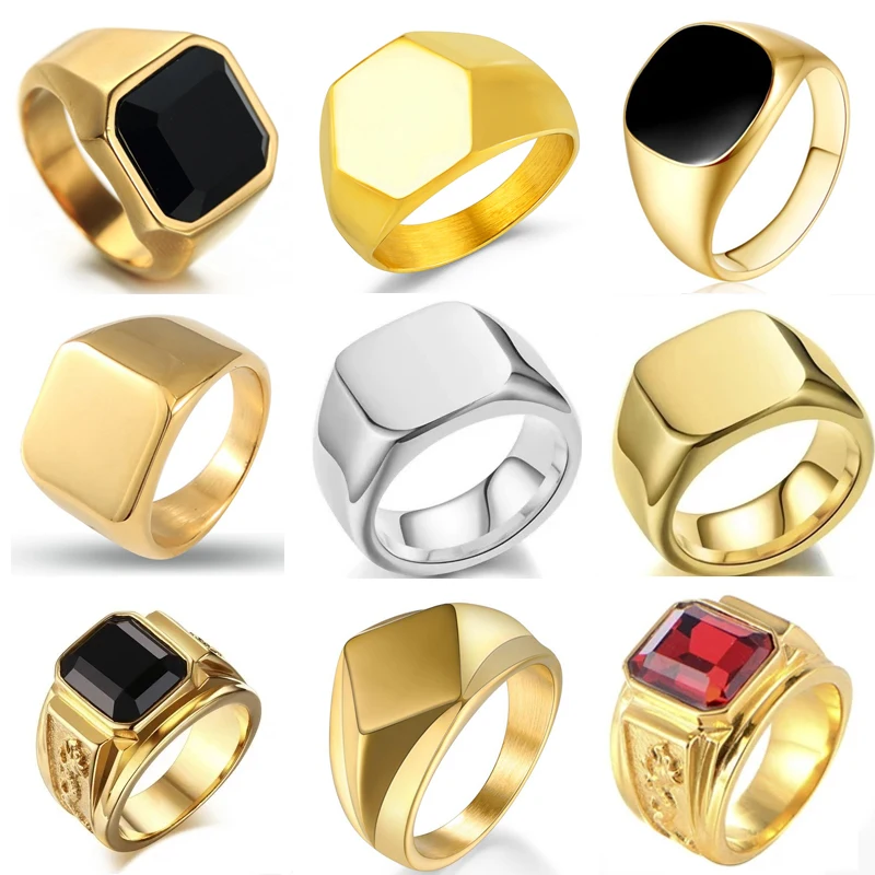 Men'S Accessories Jewelry Brands - Signet Square Finger Rings for Men,