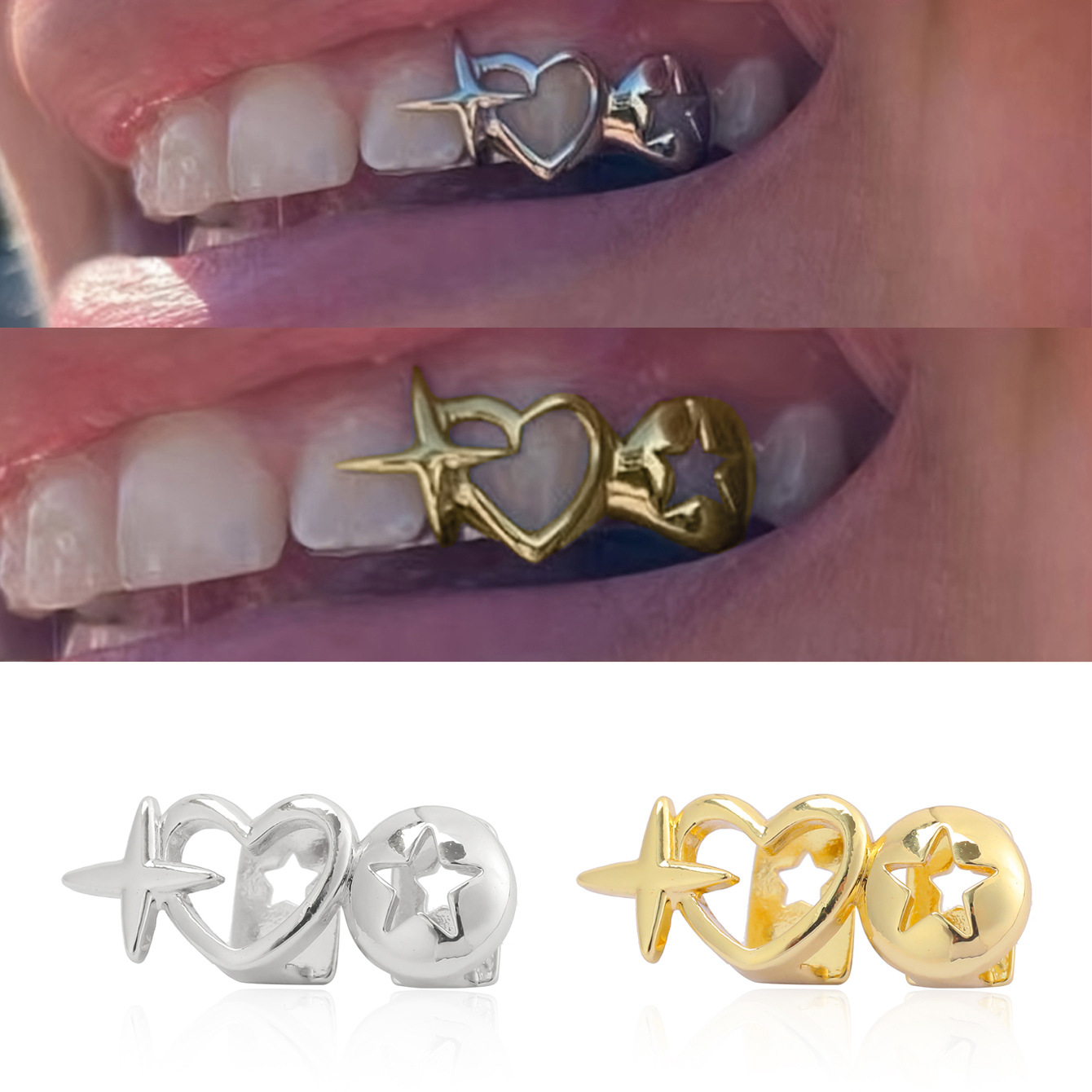 Punk hip hop oco coração dente - Men Accessories H&M avaliação e preço